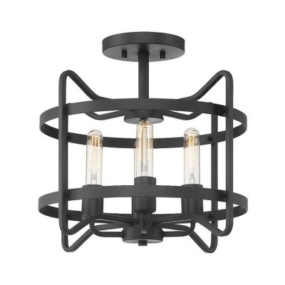 Matte Black 4-Light Semi-Flush Mount Ceiling Fixture