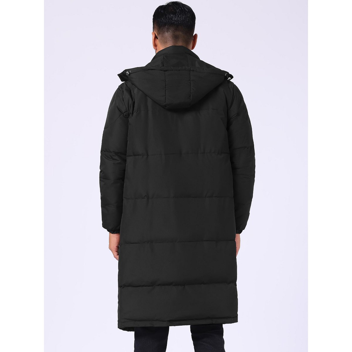 Мужские куртки INSPIRE CHIC Men's Winter Full-Zip Winter Detachable Hooded Quilted Padded Puffer Jacket Small Black — фото 3