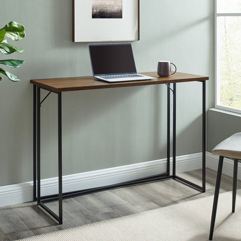 Maxwell Modern Glam Simple Y Leg Writing Desk Dark Walnut - Saracina Home, 3 of 8