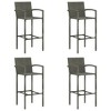 vidaXL Bar Stool Bar Seat Counter Height Island Stool for Pub Poly Rattan - Gray Set of 4 - 2 of 4