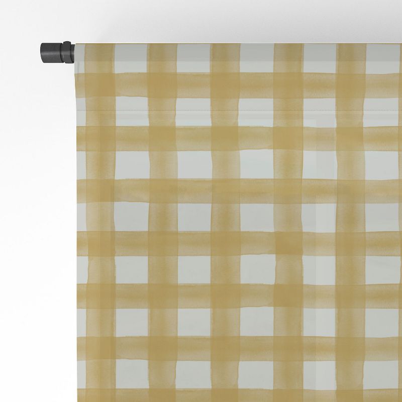 Little Arrow Design Co watercolor plaid gold Single Panel Sheer Window Curtain - Deny Designs, 4 of 7