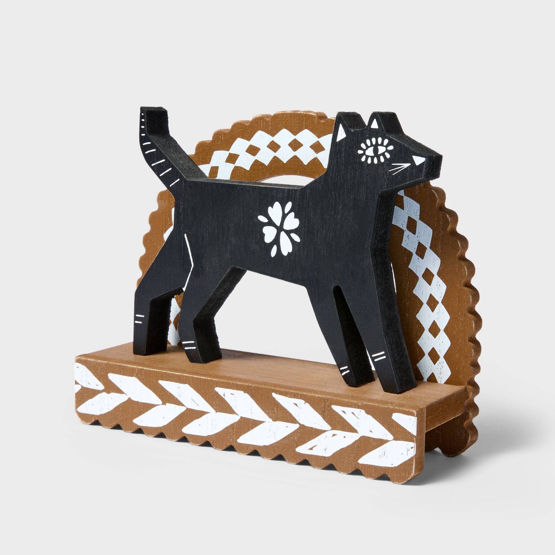 Día de Muertos Wood Cat Figurine