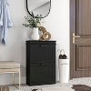 TIRAMISUBEST Black Narrow Shoe Cabinet for Entryway - Freestanding Storage Organizer with 2 Flip Drawers & Adjustable Shelves - 3 of 4