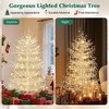 4FT Pre-lit  Aspen Fir  Artificial Christmas Tree, Hinged Xmas Tree 280 Snow Flocked Branch Tips, 230 Warm White  LED Lights - 3 of 4