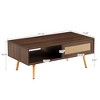 Lyngins 41.34" Rattan Woven Coffee Table, Sliding Door for Storage, Rectangle Tea Table with Solid Wood Legs, Modern Center Table for Living Room - 4 of 4