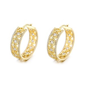 Amy and Annette 14K Gold Filigree Flower Hoop Earring with crystals from Swarovski - 1 of 4