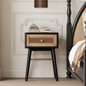 JIONJOY Farmhouse Clean-Lined Nightstand with 1 drawer- Fully Assembled Rustic End Table for Bedroom or Living Room - 1 of 4