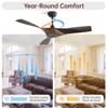52 Inch Ceiling Fan No Light 3 Blades Low Profile Downrod Mount Ceiling Fans with Remote for Indoor/Outdoor  Patio Garage Living Room Bedroom - 2 of 4