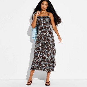 Vestido largo tipo slip con vuelo de encaje para mujer - Wild Fable™