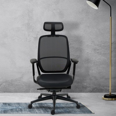 COLAMY Mesh Office Desk Chair,High Back Ergonomic Office Chair with Adjustable Headrest, Black