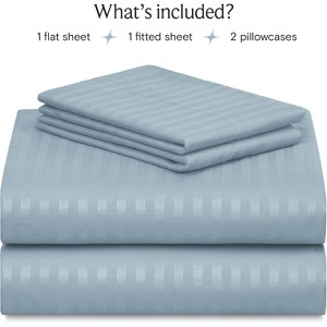 LuxClub 4-7 PC Microfiber Striped Performance Sheet Set, Soft Cooling Eco-Friendly Bed Sheets with 18in Deep Pockets - 1 of 4