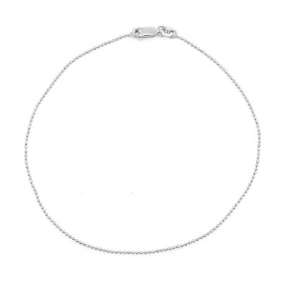 Sterling Silver Diamond-cut Ball/Beaded Chain Anklet