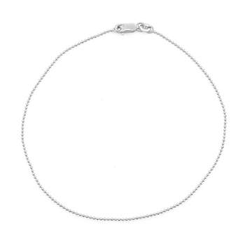 Sterling Silver Diamond-cut Ball/Beaded Chain Anklet