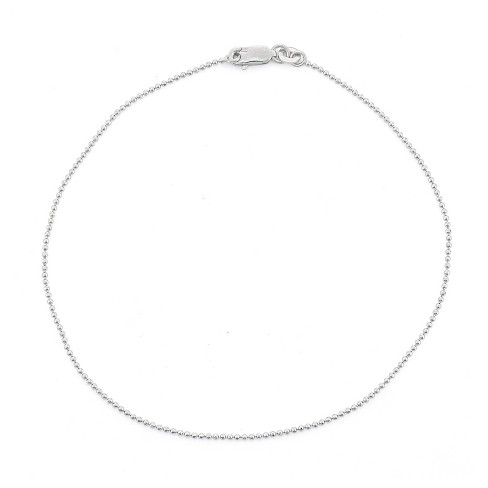 Sterling Silver Diamond-cut Ball/Beaded Chain Anklet - image 1 of 1