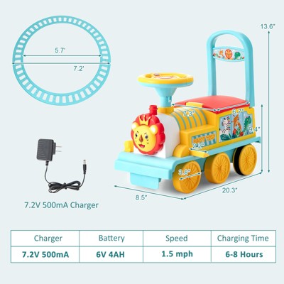 Blue 6V Electric Kids Ride-On Train with Track and Wheels