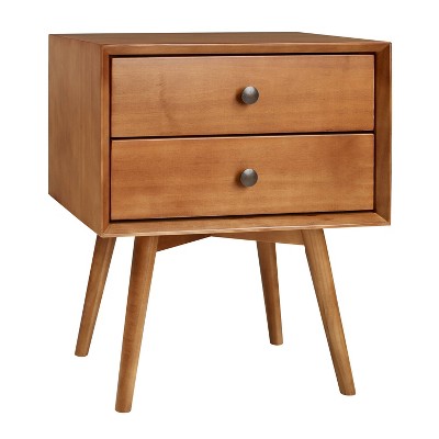 Mid-Century 2 Drawer Solid Wood 