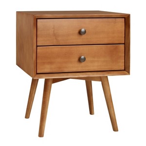 Greenberg 2 Drawer Mid-Century Modern Solid Wood Nightstand - Saracina Home - 1 of 4