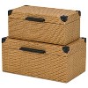 HomeRoots Set of Two Brown And Black Faux Rattan Nesting Storage Boxes With Lids - 4 of 4