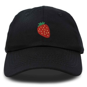 Dalix Strawberry Embroidered Cotton Dad Hat Fruit Adjustable Casual Baseball Cap Nature Womens - 1 of 4