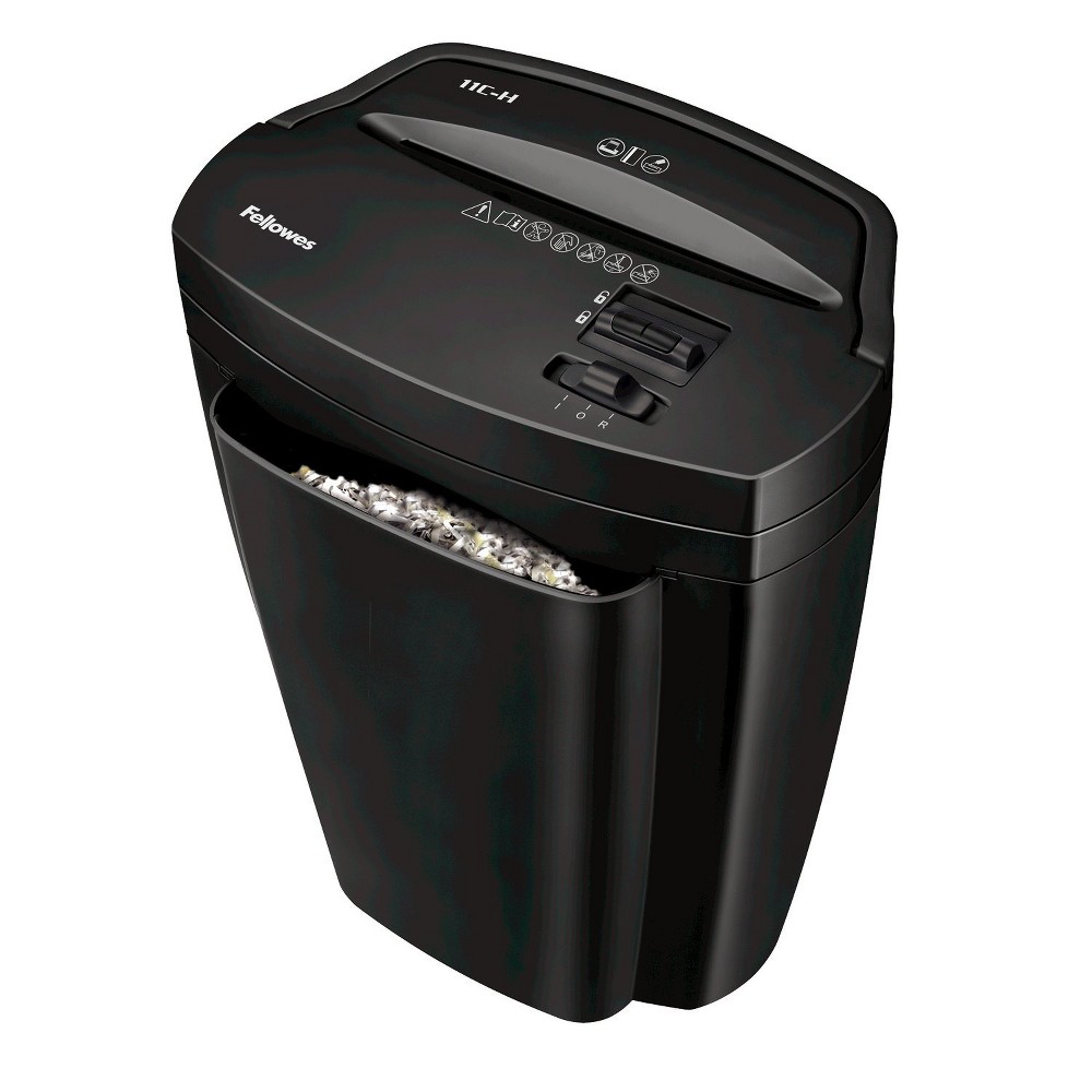 Fellowes Powershred 11C-H Cross-Cut Paper Shredder Black: 11-Sheet Capacity, Shreds Staples & Credit Cards, Quiet Operation