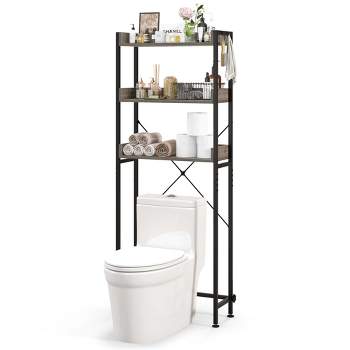Hoctieon Over The Toilet Storage, 3-Tier Over-The-Toilet Space Saver  Organizer Rack, Stable Metal Freestanding Above Toilet Stand with Hooks for