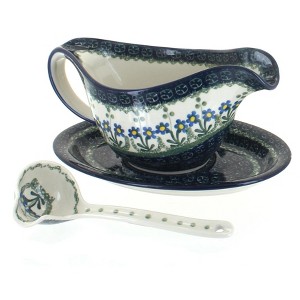 Blue Rose Polish Pottery 239-561 Ceramika Artystyczna Gravy Boat with Ladle - 1 of 1