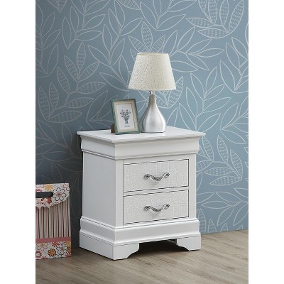 Lorana Silver 2-Drawer Nightstand with Embossed Veneers
