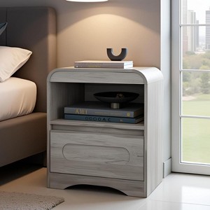 Night Stands for Bedroom Living Room with Drawer Storage Curved Bed Side Table - 1 of 4