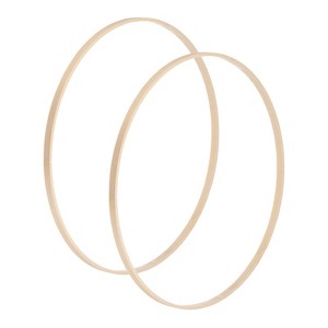 Unique Bargains Wooden Bamboo Floral DIY Craft Wreath Rings 12 Inch 2 Pcs - 1 of 4