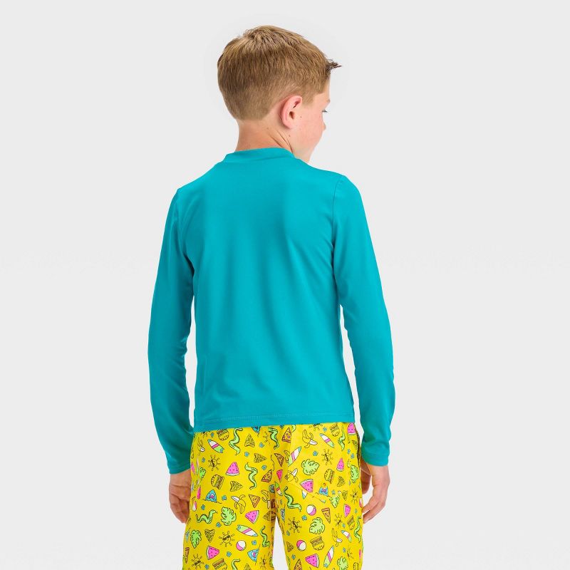 Boys' Solid Rash Guard Top - Cat & Jack™ Turquoise Green, 4 of 5