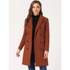 Allegra K Women's Elegant Notched Lapel Double Breasted Long Sleeve Winter Overcoat - 2 of 4