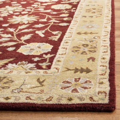 Elegant Heritage Red and Gold Hand-Tufted Wool Area Rug - 2' x 3'