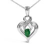Haus of Brilliance Silver 6x4mm Pear Emerald and Diamond Accent Heart Pendant Necklace - 2 of 4