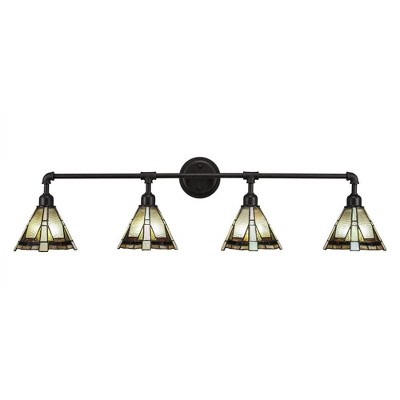 Toltec Lighting Vintage 4 - Light Vanity in  Dark Granite with 7" Zion Art Glass Shade