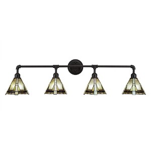 Toltec Lighting Vintage 4 - Light Vanity in  Dark Granite with 7" Zion Art Glass Shade - 1 of 1