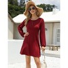 Clearlove Womens Henley Mini Dress Drawstring Long Lantern Sleeve Button Down Crew Neck Casual A Line Dress - 4 of 4