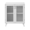 VANIRROR Living Room Storage Cabinet with 2 Glass Doors and Adjustable Shelf, White Organizer with Storage for Living Room, Bedroom, or Office - 3 of 3