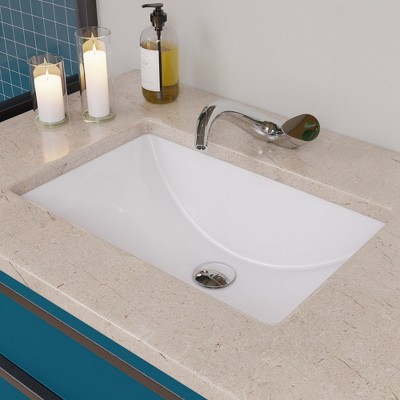 ALFI EAGO BC227 White Ceramic 22Inchx15Inch Undermount Rectangular Bathroom Sink