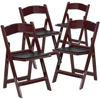 Emma and Oliver Set of 4 800 lb Weight Capacity Indoor/Outdoor Resin Folding Chairs