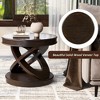 ORRD Retro Round Wooden End Table, Sofa Side Table with X-shape Base for Family Dining or Living Room. Espresso - 4 of 4