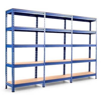 Costway 3pcs 5-tier Metal Storage Shelves 60''adjustable Shelves Blue ...