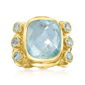 Ross-Simons 13.00 Carat Aquamarine and .70 ct. t.w. Sky Blue Topaz Ring in 18kt Gold Over Sterling - 1 of 4