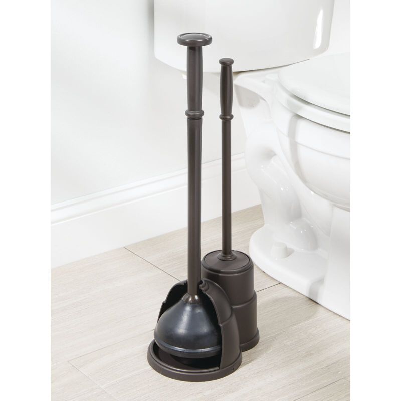 mDesign Hidden Plunger and Brush Set for Bathroom Toilet, 3 of 9