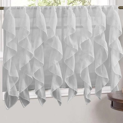 Sheer Voile Vertical Ruffle Window Kitchen Curtain by Sweet Home Collection®