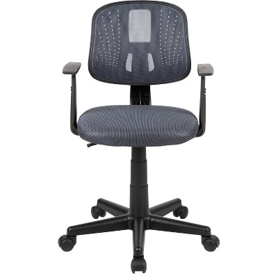 Contemporary Mid-Back Mesh Swivel Task Chair with Pivot Back in Gray