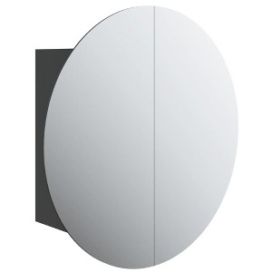 vidaXL Cabinet Bathroom Wall Vanity Mirror Cabinet with Round Mirror and LED - Black 15.7" x 15.7" x 6.9" - 1 of 4