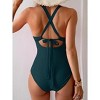 Eomenie One Piece Swimsuit for Women Tummy Control Mesh High Waisted Bathing Suit Wrap Tie Back Swimwear - 2 of 3