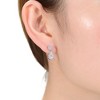 Stunning White Gold-Plated Double Flower Cluster Dangle Earrings Adorned with Sparkling Cubic Zirconia for a Touch of Sophisticated Glamour - 2 of 3