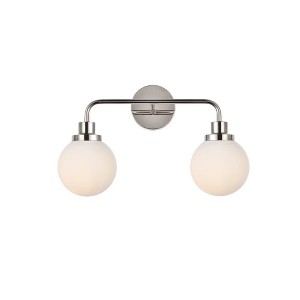 Elegant Lighting Hanson 2 lights bath sconce in polished nickel with frosted shade - 1 of 4