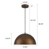 LLHZSY Industiral Hammered Antique Copper Dome Pendant Chandelier Light - W13 3/4" - 3 of 4